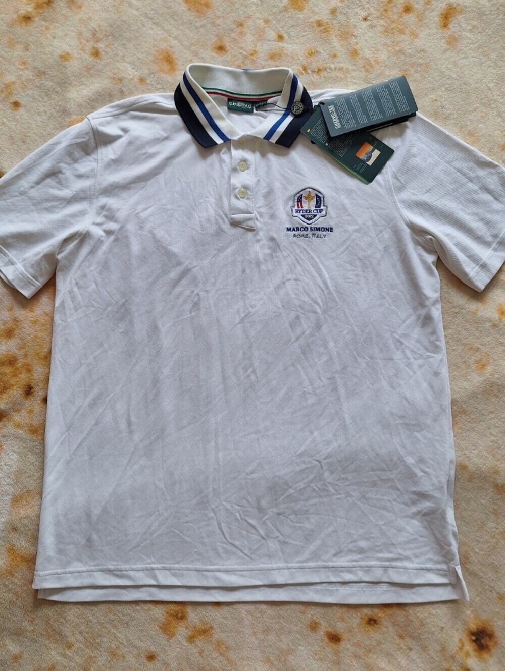 NWT Chervo Ryder Cup 2023 Marco Simone Polo Shirt Mens XL White Golf Italy Tech